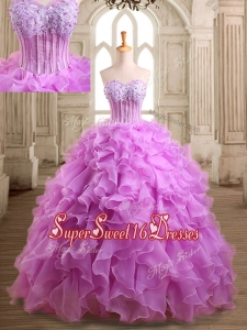 Lovely Applique and Beaded Organza Quinceanera Dress in Lilac