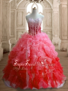Perfect Gradient Color Organza Quinceanera Dress with Beading and Ruffles