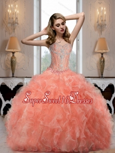 Cheap Sweetheart Watermelon 15th Birthday Party Dresses with Beading for 2015