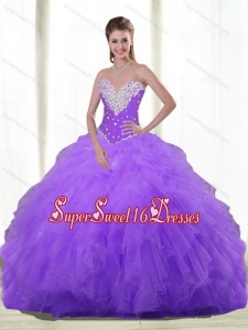 Fashionable Sweetheart 15th Birthday Party Dresses with Beading and Ruffles for Fall