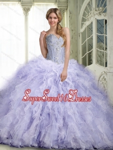 Prefect Lavender 2015 Quinceanera Dresses with Ruffles and Beading for Summer