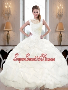 Military Ball Dresses 2015 High Neck and Beaded Quinceanera Dresses with Pick Ups for Fall