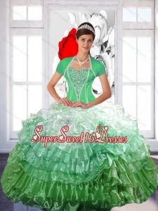 Military Ball Dresses 2015 Quinceanera Dress with Ruffled Layers and Beading for Fall