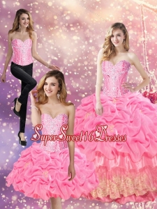 Beautiful 2015 Beaded Sweet Sixteen Dresses with Appliques and Pick Ups for Summer