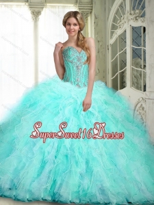 Beautiful Sweetheart Sweet 16 Ball Gowns with Ruffles and Beading for Summer