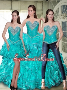 Luxurious Lace Up Sweet 16 Ball Gowns with Beading and Ruffles for Fall