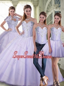 Sweet 16 Ball Gowns Sweetheart Lavender Quinceanera Dresses with Beading for Fall