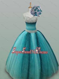 Beaded Spaghetti Straps Quinceanera Dresses in Tulle for 2015