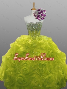 2015 Popular Beaded Quinceanera Dresses with Rolling Flowers