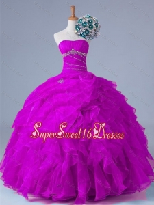 2015 Strapless Quinceanera Dresses with Beading and Ruffles