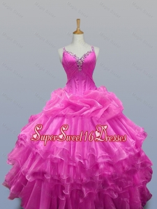 Perfect Straps Quinceanera Dresses with Beading and Ruffled Layers for 2015