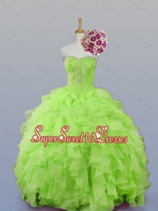 2015 Perfect Sweetheart Beaded Quinceanera Dresses with Ruffles