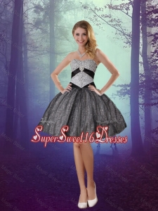 Wonderful Sweetheart Appliques Quinceanera Dama Dresses with Mini Length in Grey