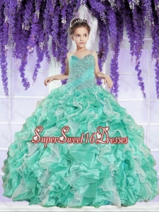 2016 Summer Cheap Ruffles and Beaded Decorate Little Girl Pageant Dress in Apple Green