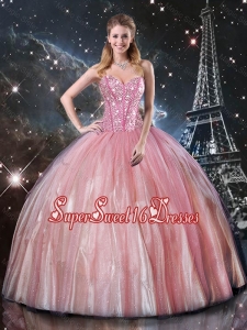 2016 Fall New Style Ball Gown Sweetheart Beaded Quinceanera Dresses in Pink