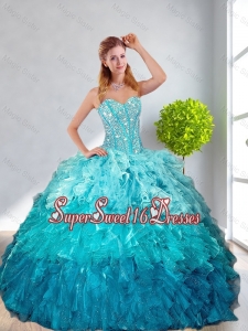 Luxurious 2016 Fall Multi Color Quinceanera Gown with Ruffles and Beading
