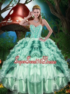 Luxurious 2016 Fall Sweetheart Sweet 16 Dresses with Beading and Ruffles