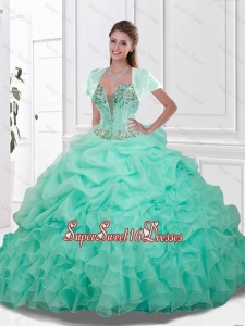 2015 Beautiful Sweetheart Quinceanera Gowns with Beading and Ruffles
