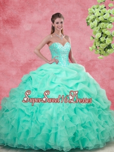 2016 Spring Affordable Sweetheart Apple Green Quinceanera Gowns with Beading