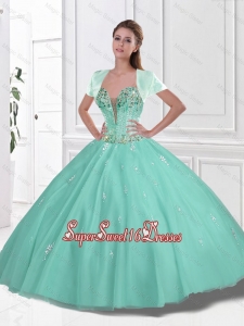 2016 Spring New Style Sweetheart Beaded Quinceanera Gowns in Apple Green