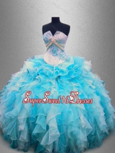 2016 Beautiful Strapless Beading and Ruffles Quinceanera Gowns in Organza