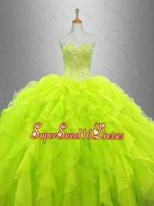 Yellow Green Beautiful Quinceanera Dresses with Ruffles