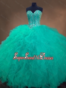 Cheap Sweetheart Ball Gown Custom Made Sweet 16 Dresses in Turquoise