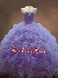 Classical Beaded Sweetheart Lavender Custom Made Sweet 16 Dresses with Ball Gowns