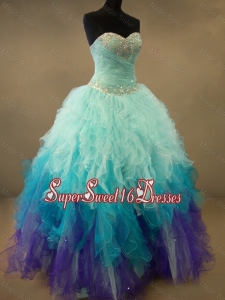 Fashionable Beaded and Ruffles Custom Made Sweet 16 Dresses in Multi Color