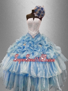 Pretty Strapless Beaded Custom Made Sweet 16 Dresses with Ruffled Layers