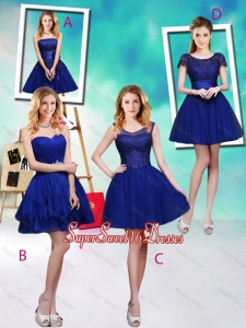 Wonderful Mini Length Royal Blue Dama Dresses with Appliques
