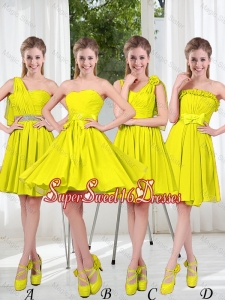 2016 Summer Simple One Shoulder Dama Dresses in Yellow Green