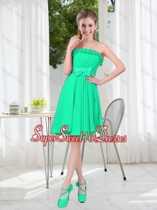 A Line Strapless Turquoise Dama Dresses for Spring