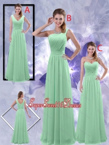 Perfect Zipper up Ruched Dama Dresses in Apple Green