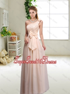 Discount One Shoulder Quinceanera Dama Dresses in Champagne