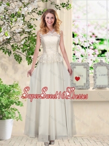 Perfect Champagne Quinceanera Dama Dresses with Appliques and Lace