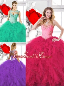 Exclusive Sweetheart Quinceanera Gowns with Beading and Ruffles