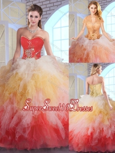 2016 Luxurious Appliques and Ruffles Quinceanera Dresses in Multi Color