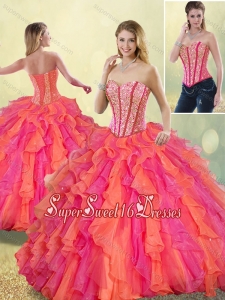 Cheap Beading and Ruffles Detachable Quinceanera Dresses in Multi Color