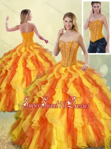 Perfect Multi Color Sweetheart Detachable Quinceanera Gowns with Beading