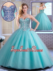 New Style Beading Sweetheart Quinceanera Dresses in Aqua Blue