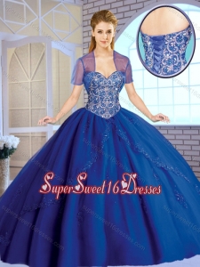 Pretty Classical Beading Sweetheart Quinceanera Gowns in Royal Blue