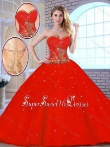 Pretty New Arrivals Red Sweetheart Quinceanera Gowns with Beading