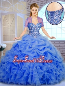 Pretty Selling Beading and Ruffles Quinceanera Dresses in Blue
