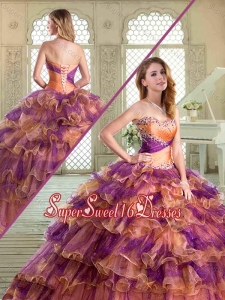 Beautiful Sweetheart Sweet 16 Dresses with Beading and Ruffled Layers