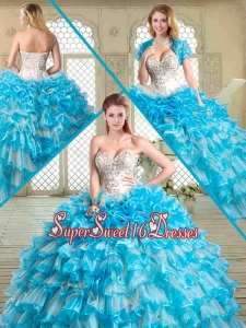 Pretty Floor Length Perfect Sweet 16a Dresses with Beading and Ruffled Layers