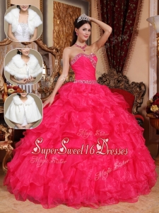 New Style Beading Sweetheart Quinceanera Dresses in Coral Red