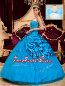 Elegant Strapless Appliques and Beading Quinceanera Gowns
