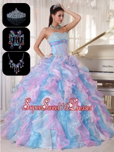 Cheap Ruffles and Appliques Quinceanera Gowns in Multi Color