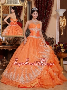Gorgeous Orange Red Ball Gown Floor Length Quinceanera Dresses